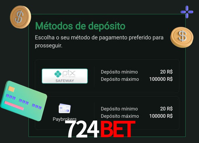 O cassino 724bet oferece uma grande variedade de métodos de pagamento